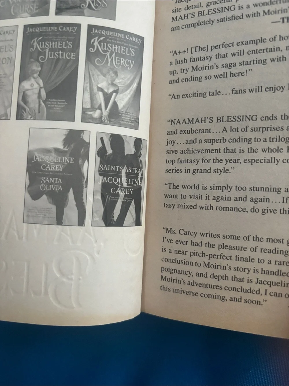 Jacqueline Carey By Naamah’s Blessing Soft Cover Romance NWOTS